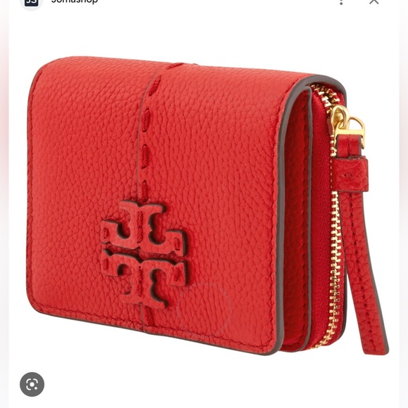 Tory Burch Handbags - Tory Burch Ladies Pebbled Leather McGraw Bi-Fold wallet in TB red!